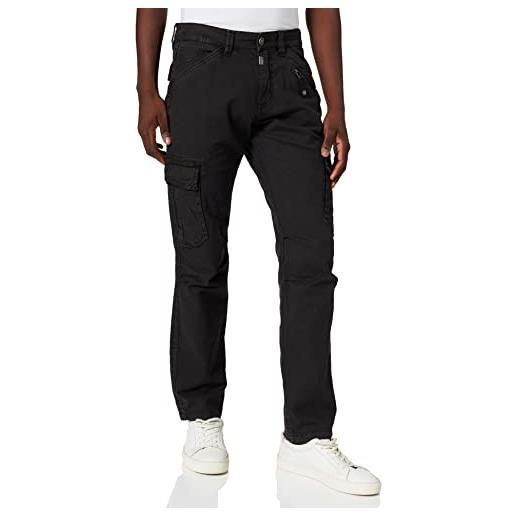 Timezone regular bentz pantaloni eleganti da uomo, nero lavato, 34w / 32l