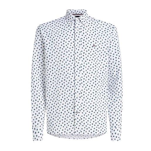 Tommy Hilfiger camicia da uomo bi flower print rf shirt, bianco, l