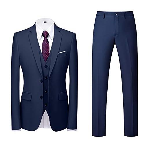 Xmiral giacca gilet pantaloni uomo abito slim 3 pezzi abito da lavoro per matrimoni (4xl, 4blu scuro)