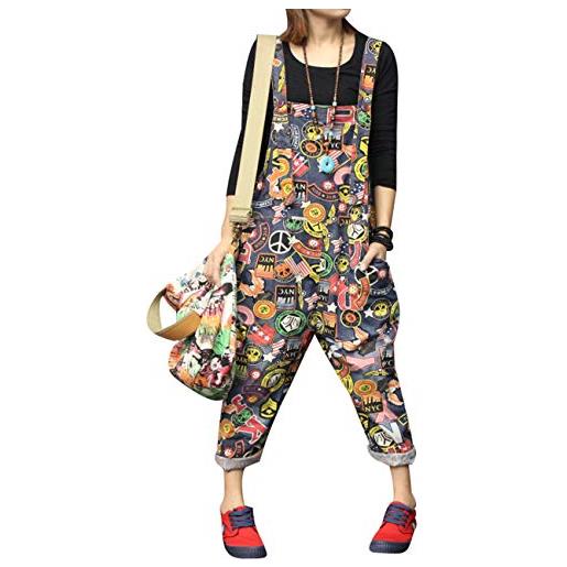 Bigassets donna stampato salopette in jeans tuta corta senza maniche salopette di jeans tuta style 3