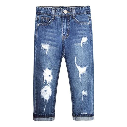 KIDSCOOL SPACE jeans da bambina con fori strappati danneggiati, blu, 5-6 anni