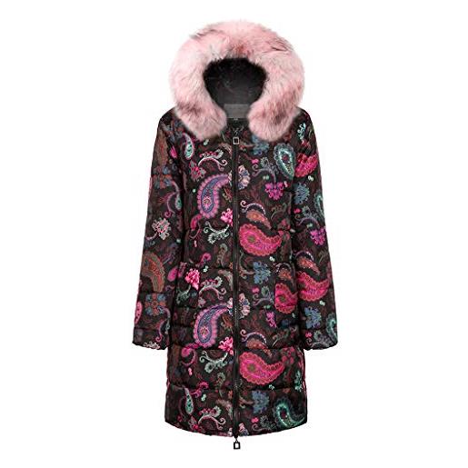 Xmiral donna cappotto invernale da donna lungo parka con cappuccio foderato pelliccia giacca a vento manica lunga cappotto capispalla giubbotto donna (l, 2- rosa)