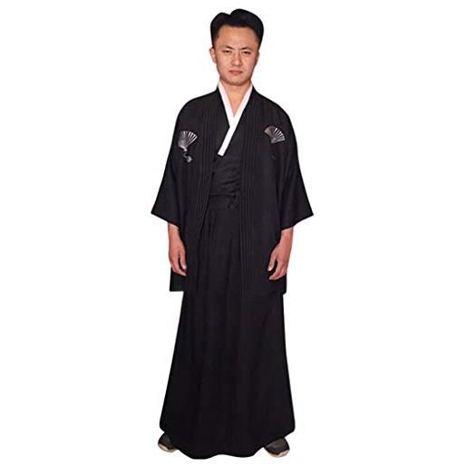 Xmiral costume da abito da uomo kimono warrior robe tradizionale giapponese (formato libero, nero)