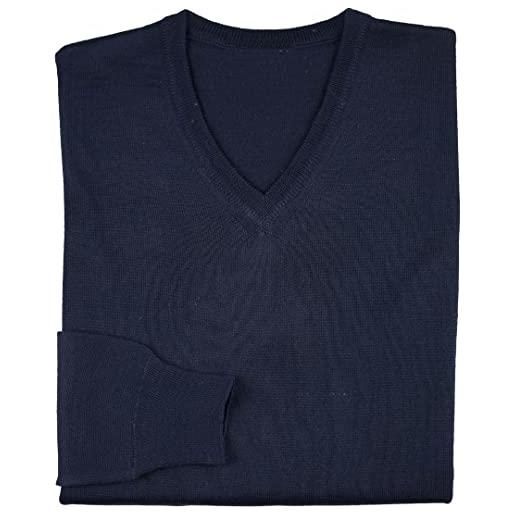 Alessandro Bardelli maglione maglioncino uomo scollo v pullover punta tinta unita elegante classico (l - blu)