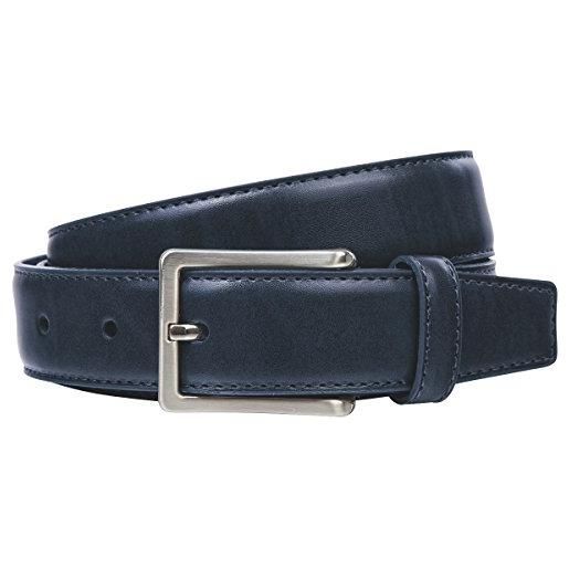 Lindenmann mens leather belt/mens belt, leather belt xl curved, navy, größe/size: 95, farbe/color: blu