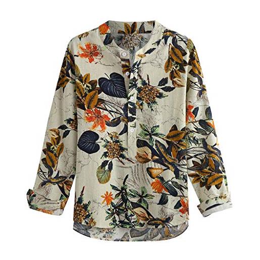 Xmiral camicie uomo maglia a maniche lunghe, slim, fit, originale camicia con bottoni elegante stampato floreale (m, 1giallo)