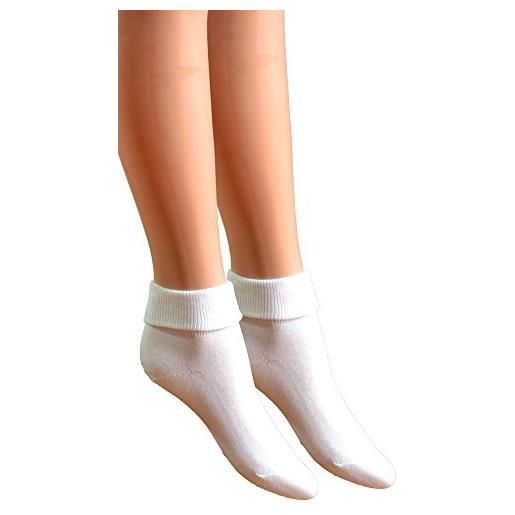 Fontana Calze, 12 paia di calzini da donna a bassa compressione 100% cotone mod. Sanitario. Bianco mis. 37-39