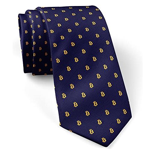 IKIKI-TECH skinny slim fashion cravatta per gli uomini novità conversational cravatta cravatta (bitcoin orange pattern)