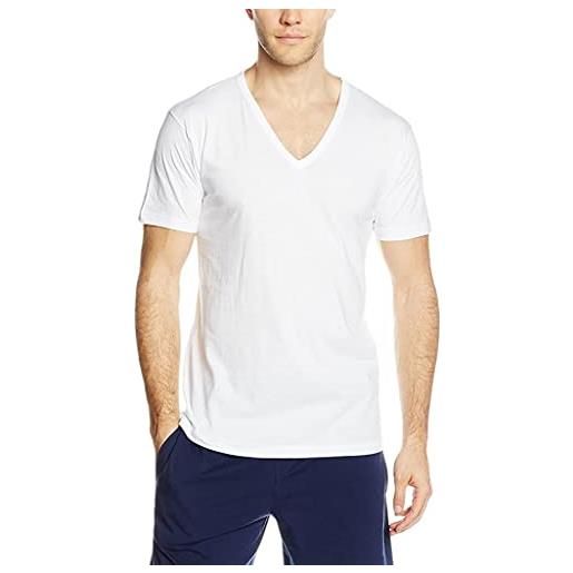 Liabel maglietta intima uomo cotone bielastico scollo v offerta 3 e 6 pezzi, maglia intima uomo elasticizzata, 8035 (3 pezzi nero, xl)