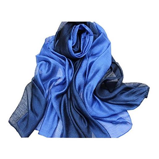 ACMEDE - sciarpa da donna in seta, con sfumatura di colore, per primavera, estate, 195 x 68 cm