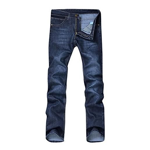 QWUVEDS pantaloni da uomo, moderni, da uomo, elasticizzati, con elastico, per uomo, casual, autunnale, in cotone, pantaloni lunghi da lavoro, pantaloni lunghi, blu, 39