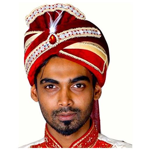 Missindya - cappello indiano pagdi sherwani kurta turbante bollywood, colore: rosso
