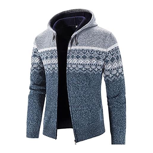 Xmiral maglione pullover uomo invernale casual cardigan giacca cardigan maglione con cappuccio uomo inverno manica lunga più velluto (m, 1grigio)