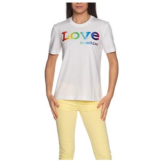 Love Moschino maglietta in jersey di cotone con logo lucido sul davanti. T-shirt, bianco, 48 donna