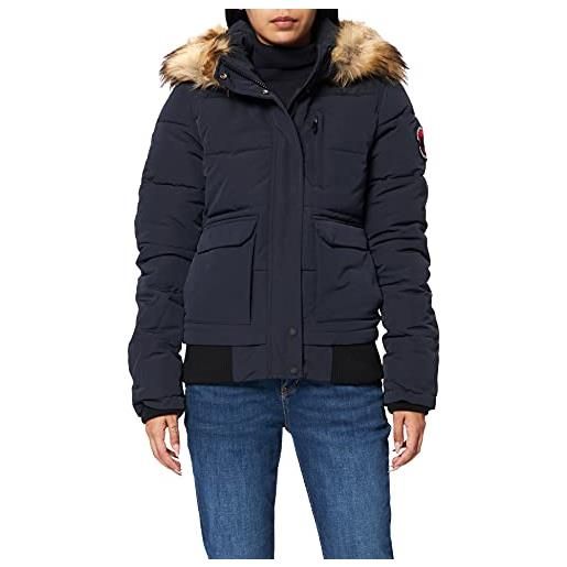 Superdry everest bomber giacca donna, blu (nordic charcoal marl), x-large