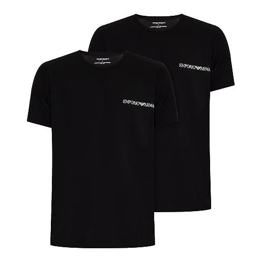 Emporio Armani maglietta da uomo con logo core t-shirt, nero, l (pacco da 2)