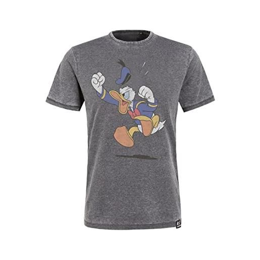 Recovered t-shirt disney angry donald duck charcoal by re: covered-xl, multicolore, uomo