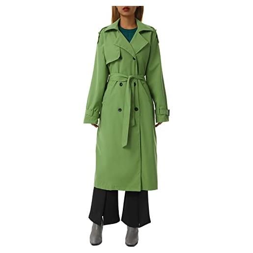 Geagodelia giacca lunga da donna, a maniche lunghe, a doppio petto con cintura con scollo a risvolto, primavera, autunno, kaki a. , xxl