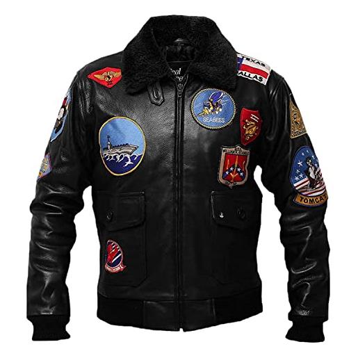 Vintagearc giacca da uomo in vera pelle con colletto in pelliccia da aviatore air force aviator flying g1 bomber - usaaf bomber giacche in pelle (marrone, xl), marrone, xl