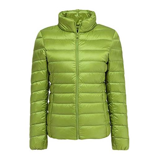 GELing donna piumino manica lunga colletto dritto ultra leggero giubbotti imbottiti giacca inverno verde chiaro 3xl