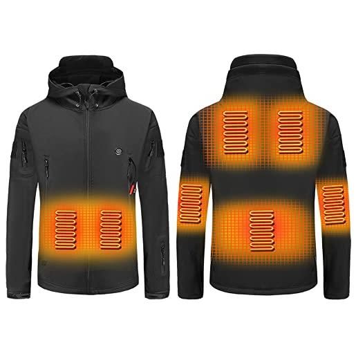 TangDao uomo riscaldato giacca invernali riscaldata elettrica cappotto termica jacket usb riscaldabile 3 temperatura regolabile lavabile (non batterie incluse)（grigio, l