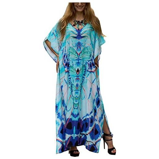 YOUKD vestito lungo maxi da spiaggia in caftano etnico lungo bohemien cover up dress per donna