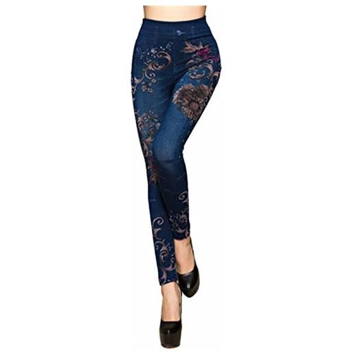SARGE donne fiori stampato jeans leggings autunno slim cotone vita alta jeggings signore falso jeans pantaloni