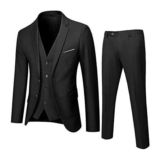 Generic 2023 nuovo - vestito da uomo slim 3 pezzi vestito da festa di nozze di affari giacca e pantaloni ragazzo all'aperto, nero , xl
