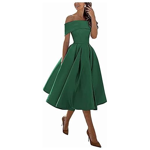 N/ C abito da sera della damigella d'onore di lunghezza del ginocchio della spalla dei vestiti del part, verde, 34