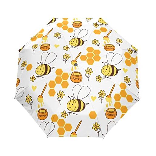 GAIREG ombrello pieghevole con apertura automatica e chiusura a forma di api da miele ombrelli antivento compatti