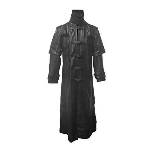 Leather Addicts steampunk gotico van helsing da uomo in pelle di coccodrillo nero nero xl