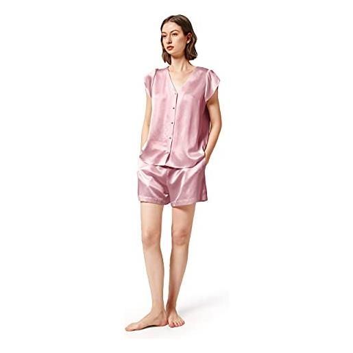 Mommesilk pigiama di seta per le donne pantaloncini set 100% reale puro di gelso seta pj set sonno estate fresco signore di seta pigiameria rosa s