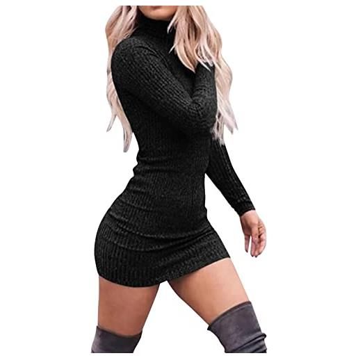 Briskorry invernali elegante abito in maglia abiti con collo alto da donna long sleeved knit bottom solid color dress con hip wrap slim sexy abiti corti abiti piume