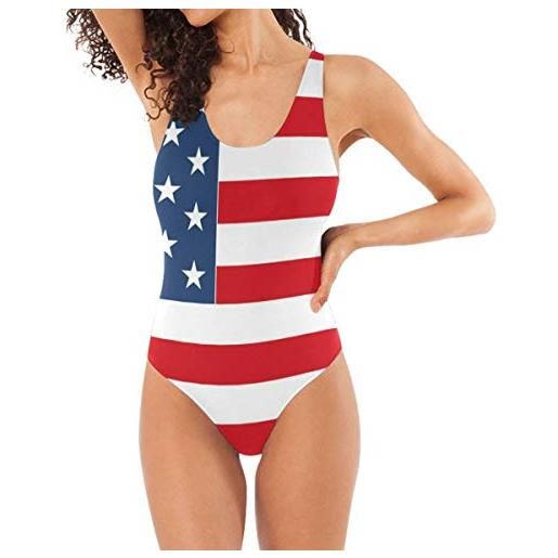 AUUXVA bigjoke - costume intero da donna, con bandiera americana americana e increspato, per il controllo della pancia multi m