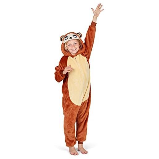 CityComfort pigiama intero bambino - pigiamone in pile animali (9-10 anni, scimmia)