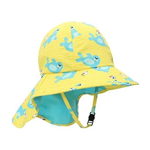 Zoocchini cappellino cappello da sole per bambino pescatore con laccetto, con protezione uv 50+, taglia 6-24 mesi, modello foca