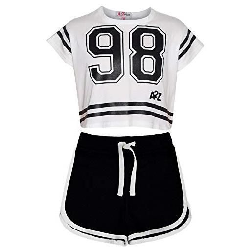 A2Z 4 Kids® bambini ragazze 98 crop top & shorts set yoga gymwear - crop 98 shorts set white 11-12
