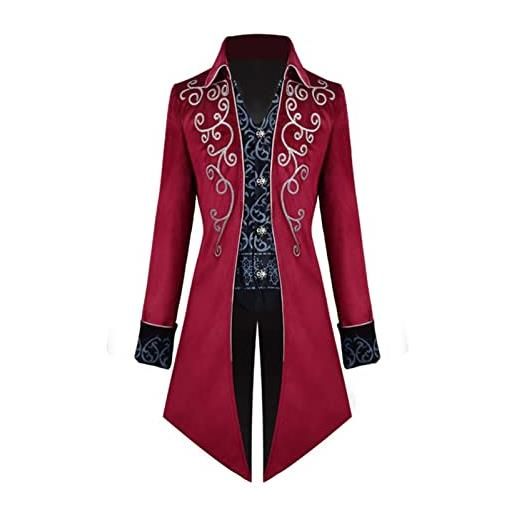 Generic 2023 natale - cappotti moda uomo giacca giacca frac vintage gotico frock manica lunga moda cappotto stampato 4x giacca per uomo grande e alto, rosso, xxl
