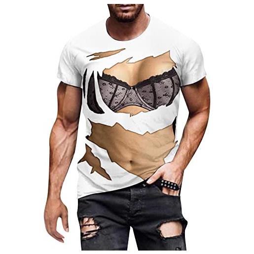 Xmiral t-shirt con stampa digitale 3d per muscoli addominali maschili maschili primaverili ed estivi da uomo con girocollo e maniche corte giacche pioggia (m, nero)