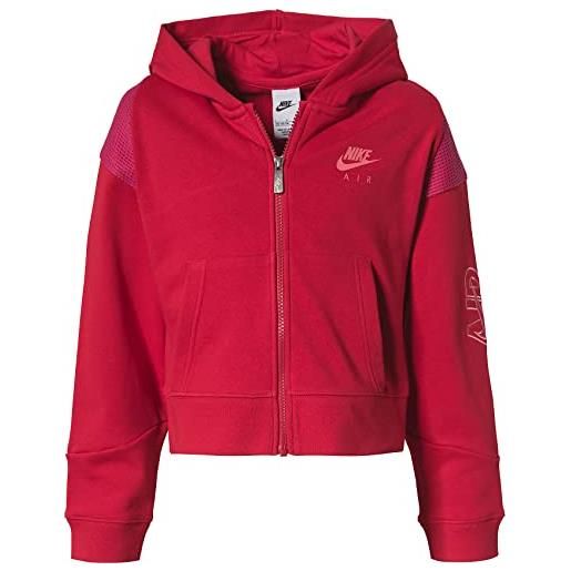 Nike felpa air ft fz per ragazze, rosa / rosso, 128 cm-134 cm