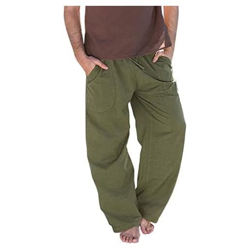 Modaworld pantaloni da uomo in lino pantaloni casual pantaloni leggeri estivi pantaloni da jogging pantaloni tuta larghi