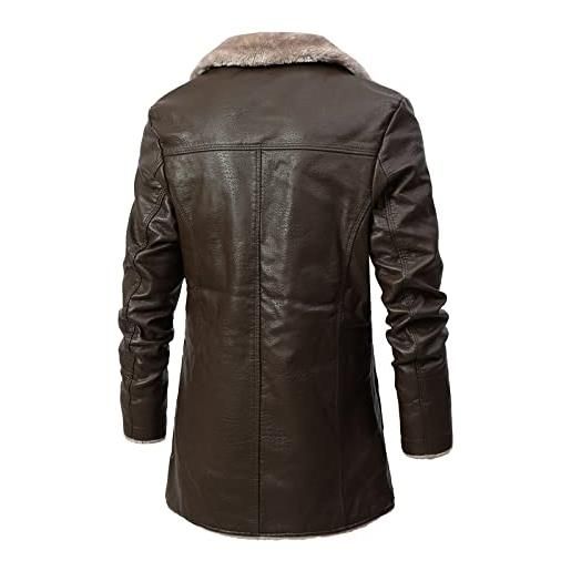 Generic 2023 - giacca da uomo autunno e inverno di media lunghezza business retro plus velvet risvolto cappotto da cowboy, marrone, m