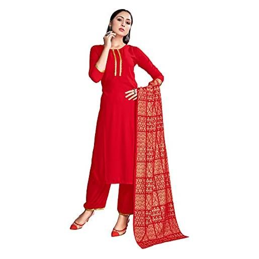 STYLE INSTANT kurti indiano da donna con pantaloni e dupatta, in lamina di rayon stampato, kurta, per feste, top da donna, verde, xxl