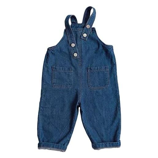 ACMEDE salopette di jeans blu per neonati bambini ragazze jeans tuta salopette alla moda denim jeans pantaloni ragazzo unisex salopette in denim senza maniche regolabili pantaloni