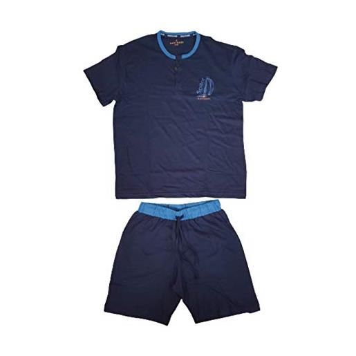 Navigare pigiama corto uomo fresco cotone jersey pantalone manica corta (2141206 blu, numeric_48)