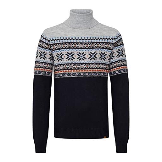 b BLEND blend tjesse - pullover da uomo con collo alto, motivo norvegese, blu scuro (194013). , l