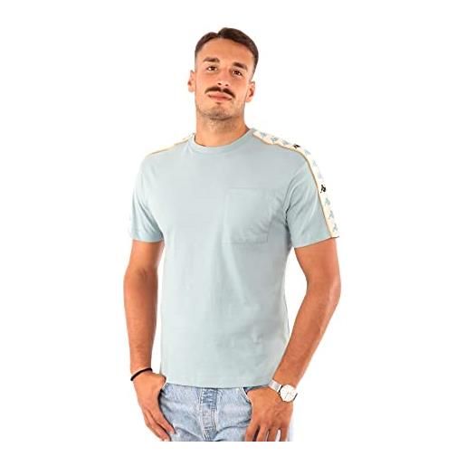 Kappa paulo 222-maglietta a fascia t-shirt, pietra blu/nero/bianco, m uomo