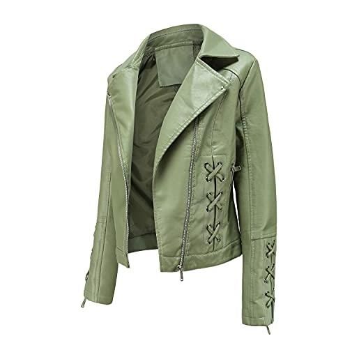 ATZTD donna pelle & ecopelle giacche & cappotti tessuto lace-up giacche nero rosso verde chiaro beige