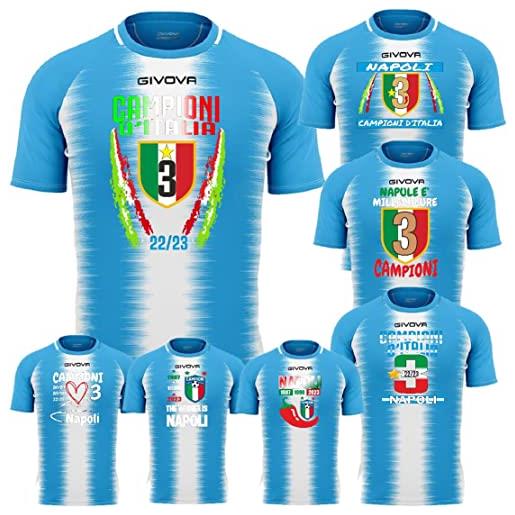 BrolloGroup maglia calcio napoli campione d'italia givova stripe maglietta tecnica personalizzabile con nome e numero ps 39873
