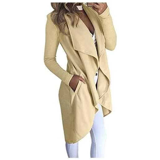 Onsoyours shall. Good donna elegante asimmetrico cardigan giacca lunga blazer moda tasche ufficio manica lugna kimono aperto davanti cappotto beige it 46